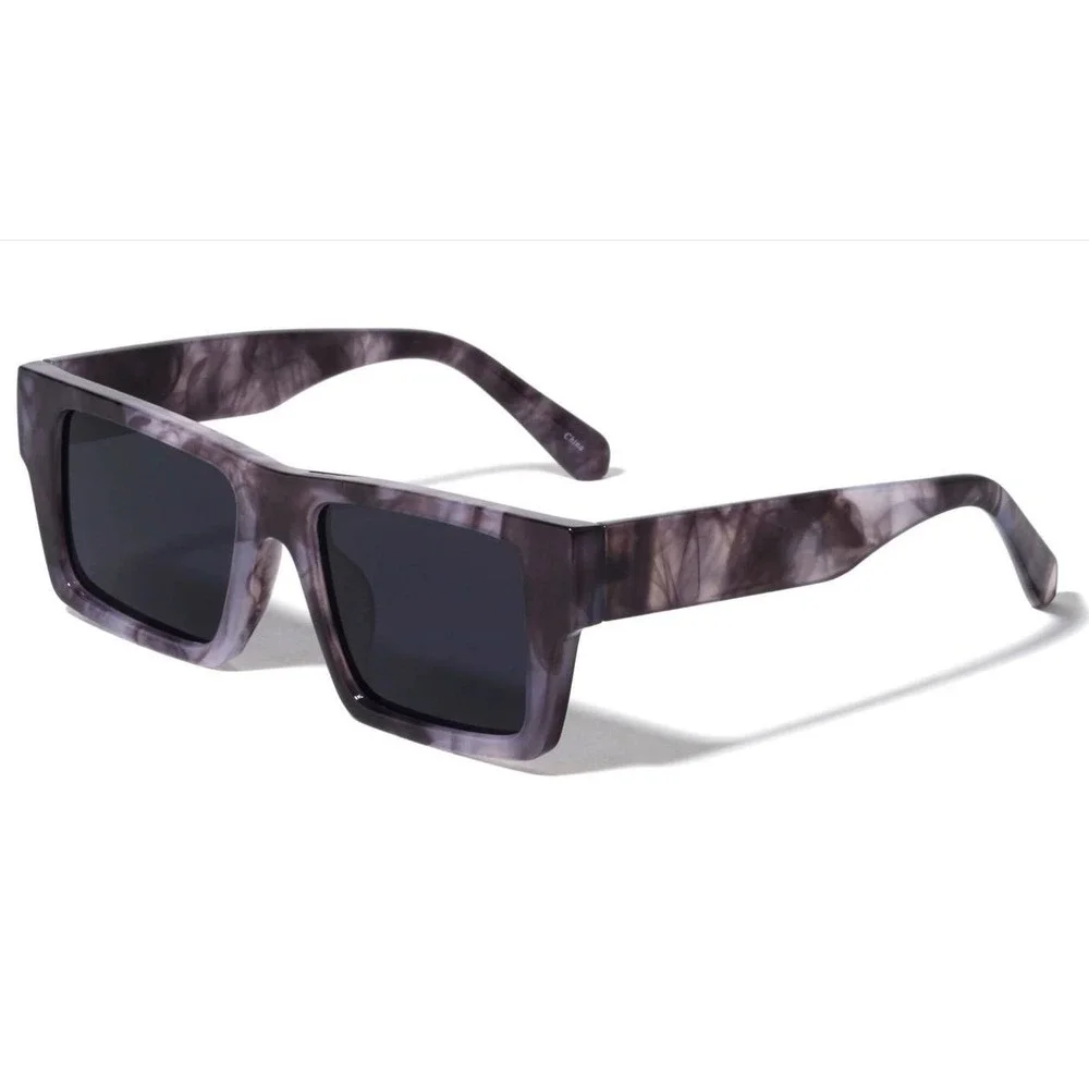 Dark Black Lenses Retro Casual Men‎ Sunglasses Brown Marble Thick Frame Unique